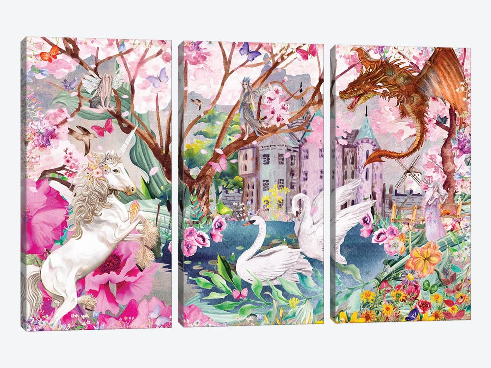 Sakura Swans by Claudia McKinney 3-piece Canvas Artwork