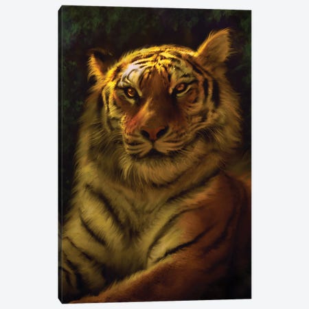 Giant Tiger Walking In Forest Canvas Wall Art by GEN Z