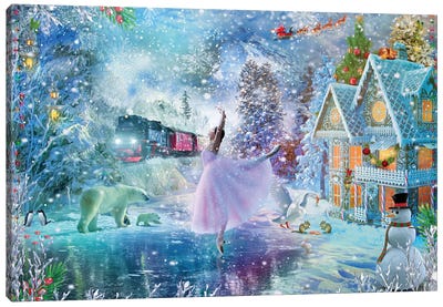 Winter Wonderland Canvas Art Print - Snowman Art