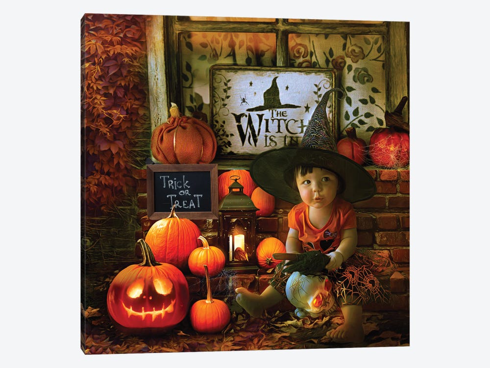 Little Witch In Training by Claudia McKinney 1-piece Canvas Wall Art