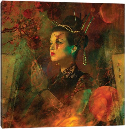 Portrait Of A Geisha Canvas Art Print - Geisha