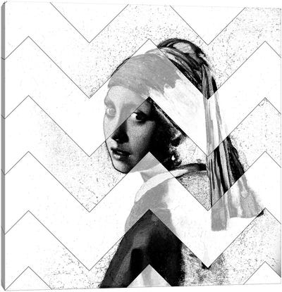 Girl with a Pearl Earring XI Canvas Art Print - Black & White Patterns