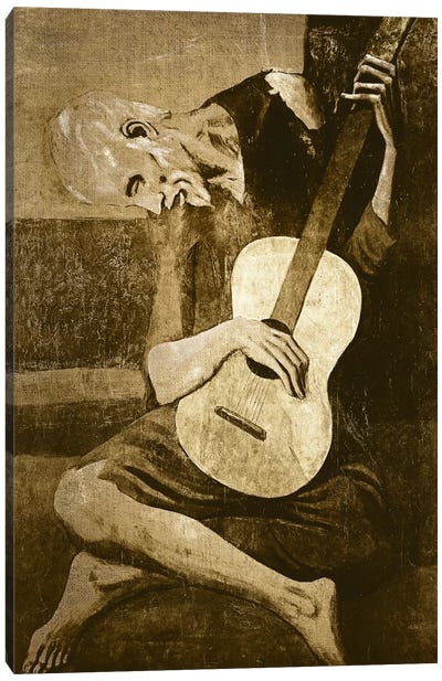 The Old Guitarist I Canvas Art Print - Guitar Art