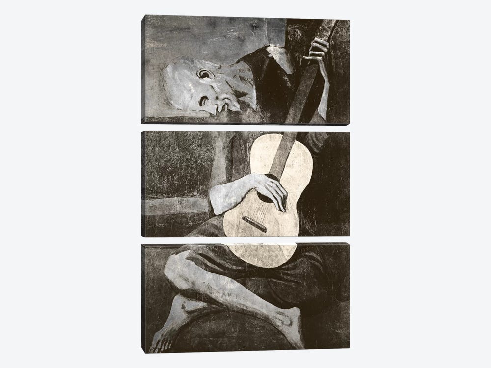 The Old Guitarist IV by 5by5collective 3-piece Canvas Art Print