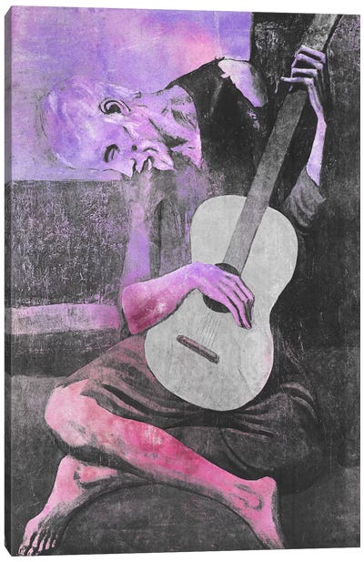 The Old Guitarist V Canvas Art Print - Guitar Art