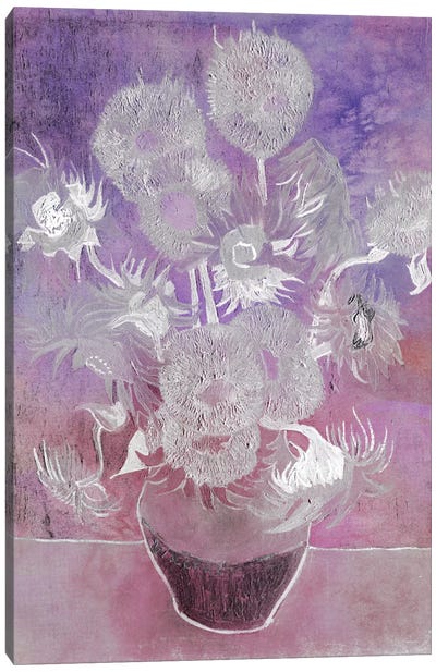 Sunflowers V Canvas Art Print - Gray & Purple Art