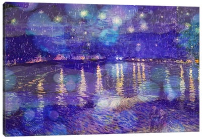 Starry Night Over the Rhone II Canvas Art Print - Classics Through A Modern Lens