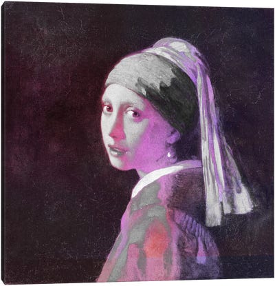 Girl with a Pearl Earring V Canvas Art Print - Girl with a Pearl Earring Reimagined