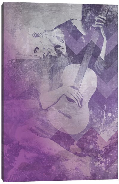 The Old Guitarist VIII Canvas Art Print - Violet