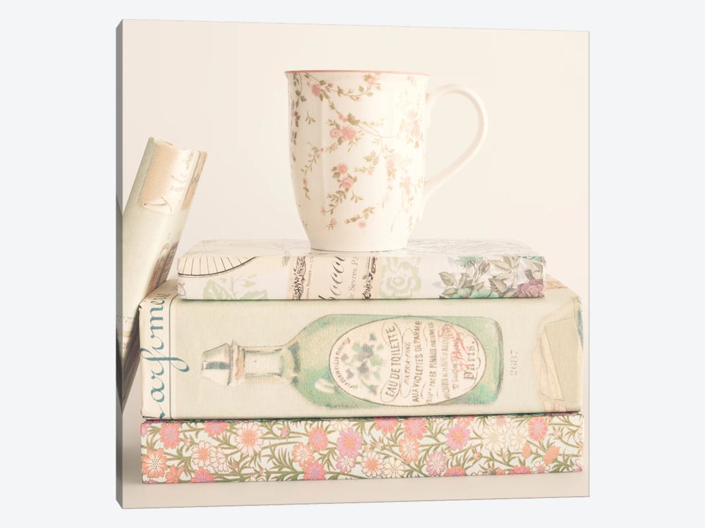 Pastel Books And Tea by Caroline Mint 1-piece Canvas Artwork