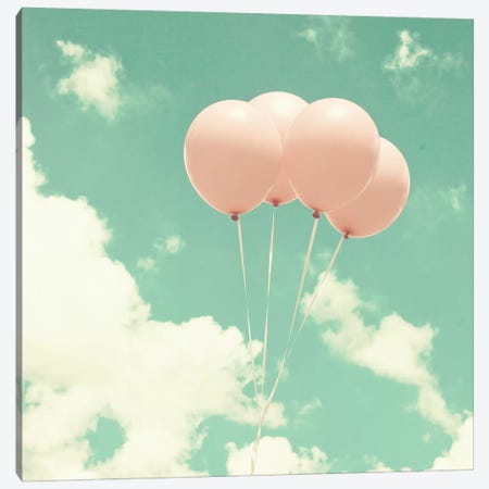Pink Balloons In The Sky Canvas Print #CMN126} by Caroline Mint Canvas Art Print