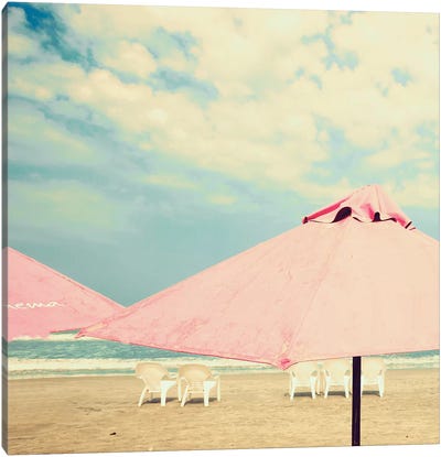 Pink Umbrellas Canvas Art Print - Caroline Mint