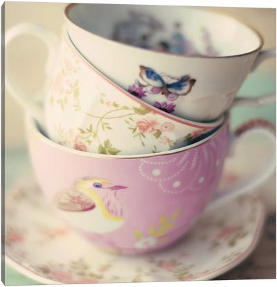 Shabby Cups Canvas Art Print - Vintage Styled Photography