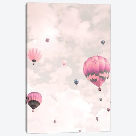 Balloons Over Pink Sky Canvas Print #CMN15} by Caroline Mint Canvas Artwork