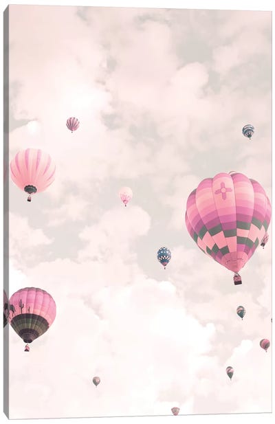 Balloons Over Pink Sky Canvas Art Print - Caroline Mint