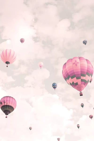 Hot Air Balloons: Balloons Over Pink Sky by Caroline Mint