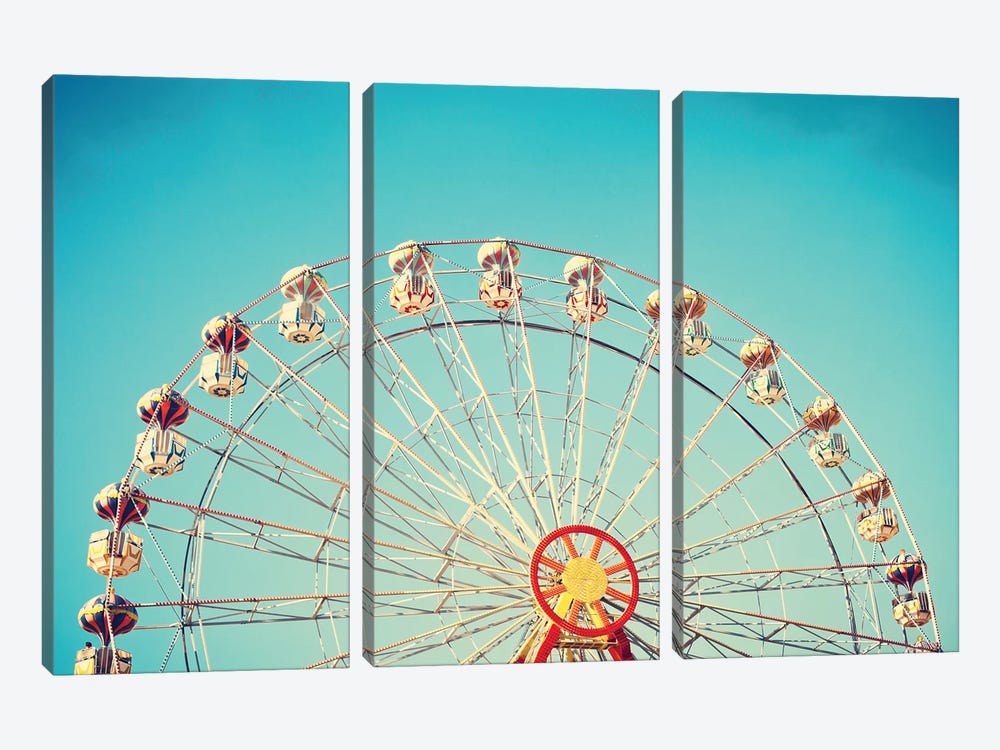 Summer Ferris Wheel by Caroline Mint 3-piece Canvas Print