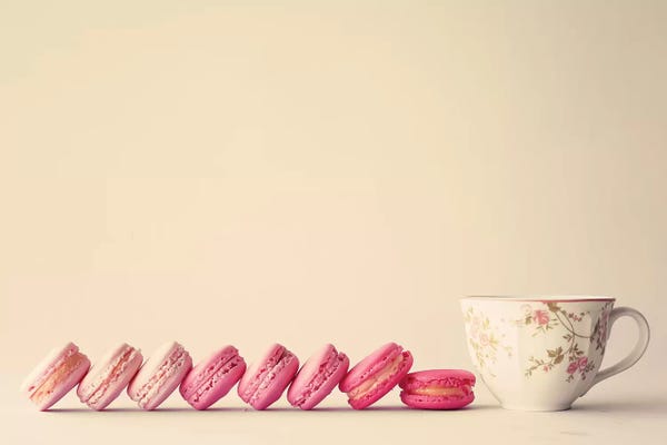 Monochromatic Photography: Tea And Macaroons by Caroline Mint