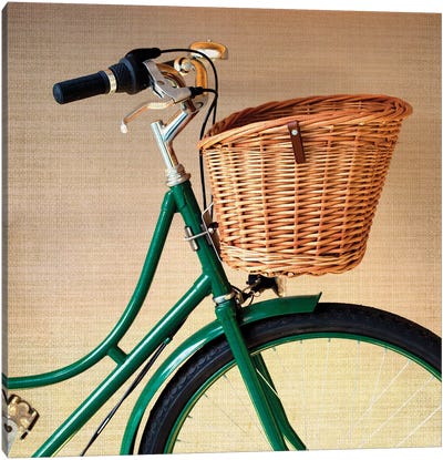 The Green Bicycle Canvas Art Print - Caroline Mint