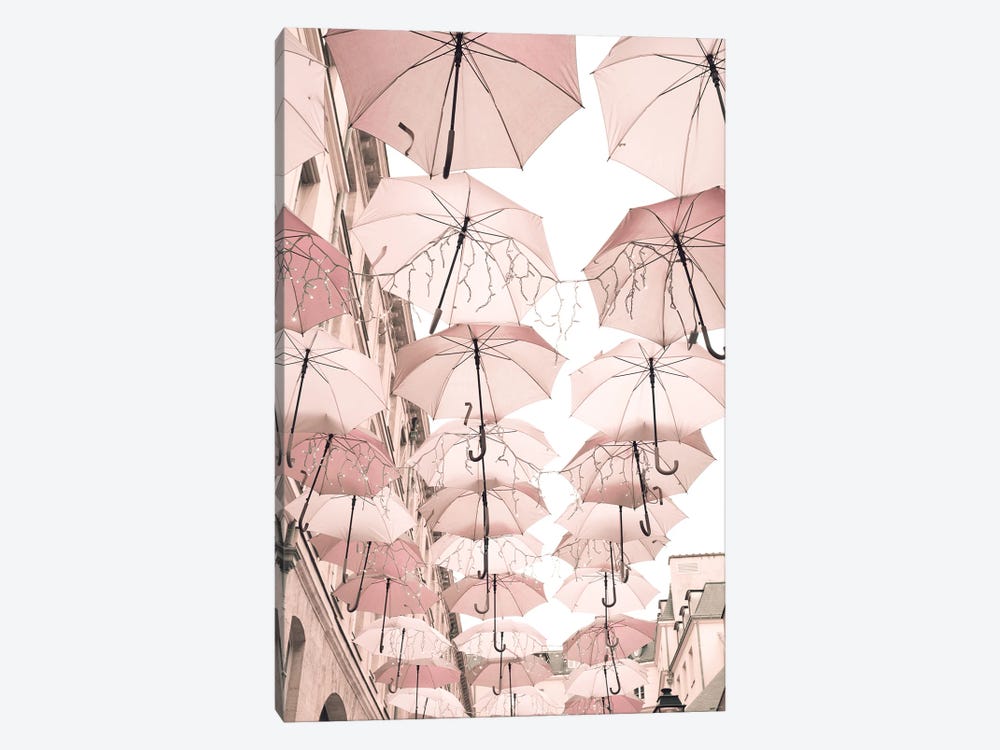Paris In Blush Pink, Umbrellas by Caroline Mint 1-piece Canvas Artwork