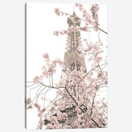 Eiffel Tower And Cherry Blossoms Canvas Print #CMN206} by Caroline Mint Canvas Art