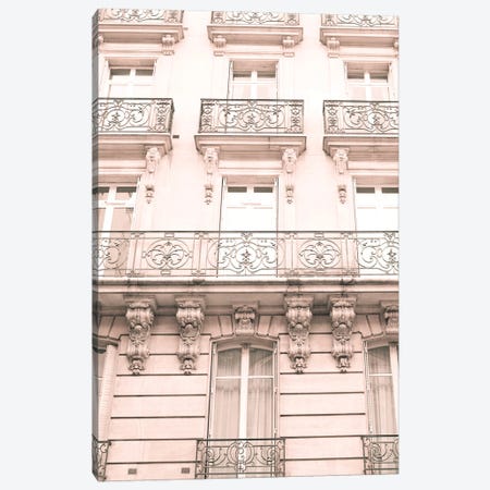 Paris In Blush Pink, Facades Canvas Print #CMN207} by Caroline Mint Canvas Wall Art