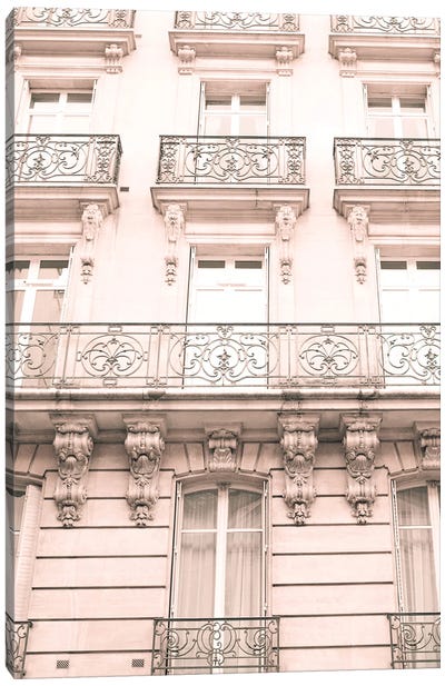Paris In Blush Pink, Facades Canvas Art Print - Vintage Styled Photography