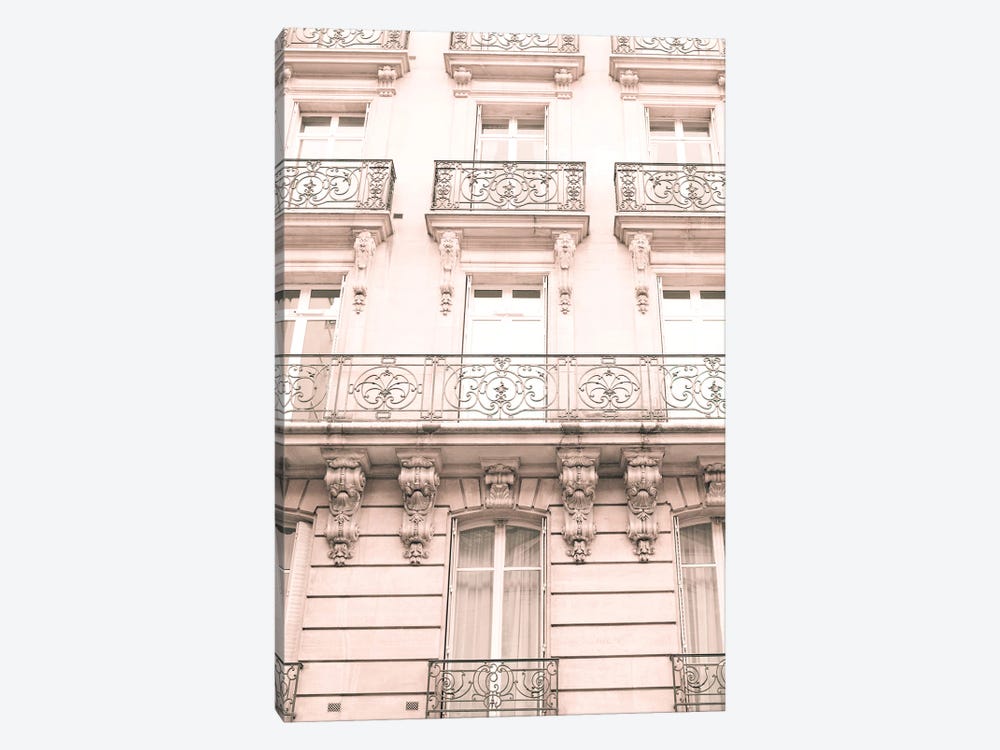 Paris In Blush Pink, Facades by Caroline Mint 1-piece Canvas Print