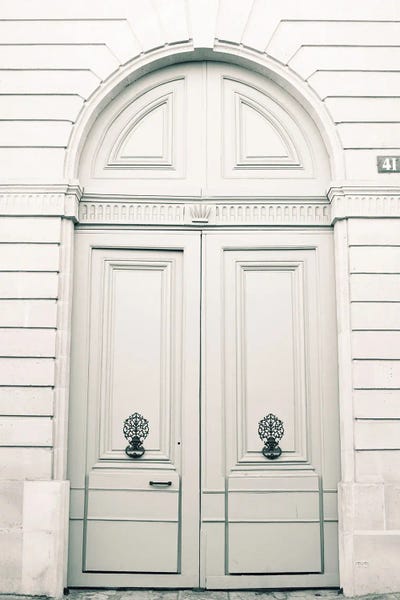 Monochromatic Photography: Paris In Blush Pink, Door by Caroline Mint
