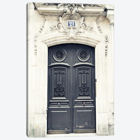 Paris Door, Black I Canvas Print #CMN209} by Caroline Mint Canvas Print
