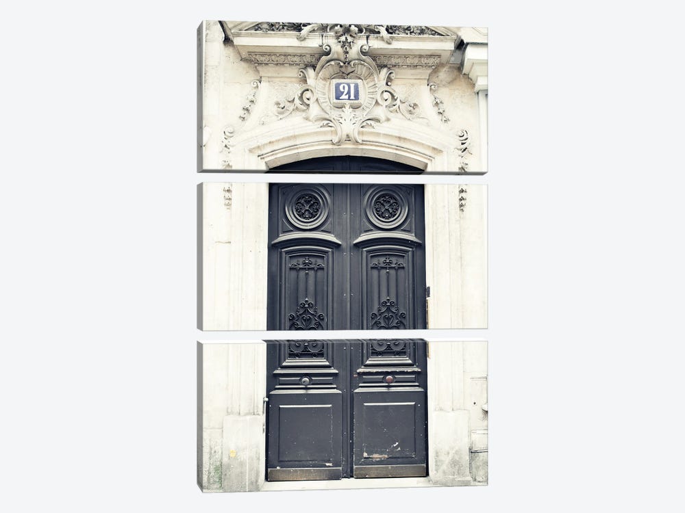 Paris Door, Black I by Caroline Mint 3-piece Art Print