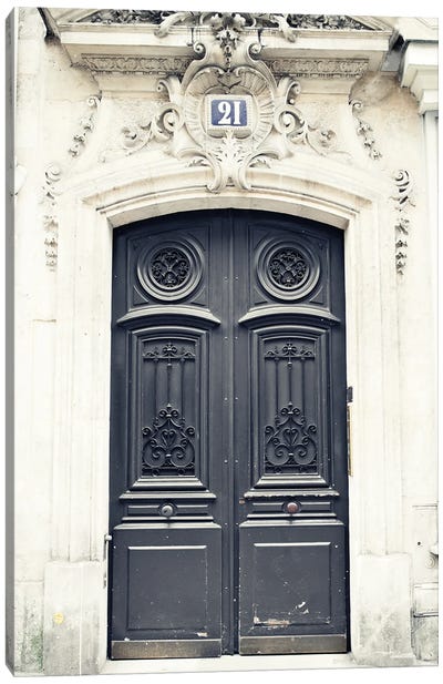 Paris Door, Black I Canvas Art Print - Caroline Mint