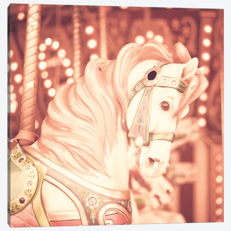 Blush Carousel Horse Canvas Print #CMN20} by Caroline Mint Canvas Wall Art