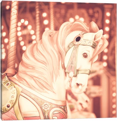Blush Carousel Horse Canvas Art Print - Caroline Mint