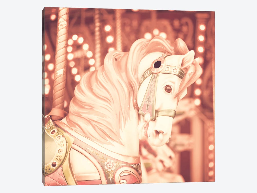 Blush Carousel Horse by Caroline Mint 1-piece Canvas Print