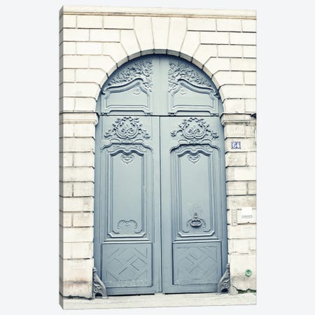 Paris Door, Mint Gray Canvas Print #CMN212} by Caroline Mint Canvas Wall Art