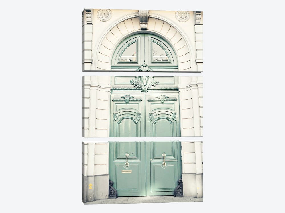 Paris Door, Mint by Caroline Mint 3-piece Canvas Art