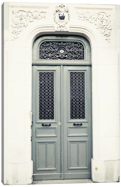 Paris Door, Gray Canvas Art Print - Caroline Mint