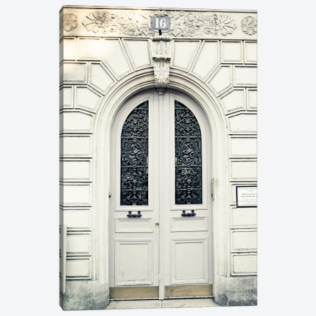Paris Door, Light Gray Canvas Print #CMN216} by Caroline Mint Art Print