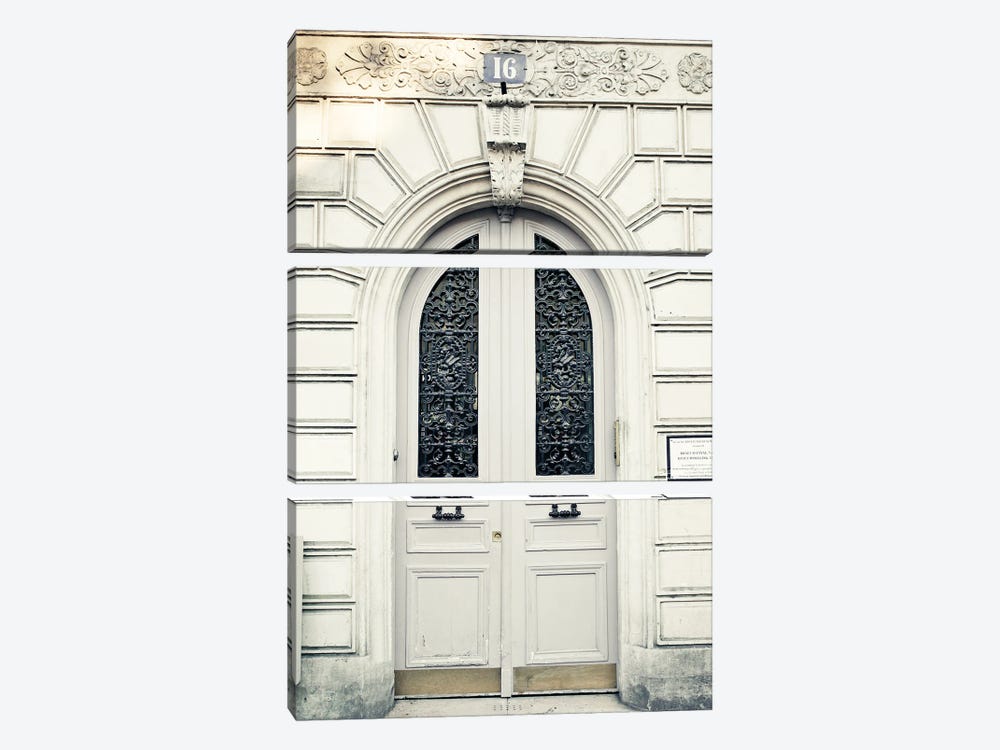 Paris Door, Light Gray by Caroline Mint 3-piece Art Print