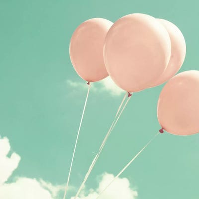 Blush Pink Balloons by Caroline Mint framed canvas print