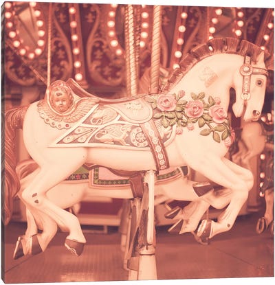 Blush Pink Horse Canvas Art Print - Amusement Park Art