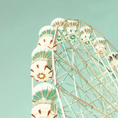 Ferris Wheel Over Mint Sky by Caroline Mint metal wall art
