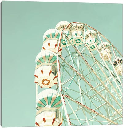 Ferris Wheel Over Mint Sky Canvas Art Print - Amusement Park Art