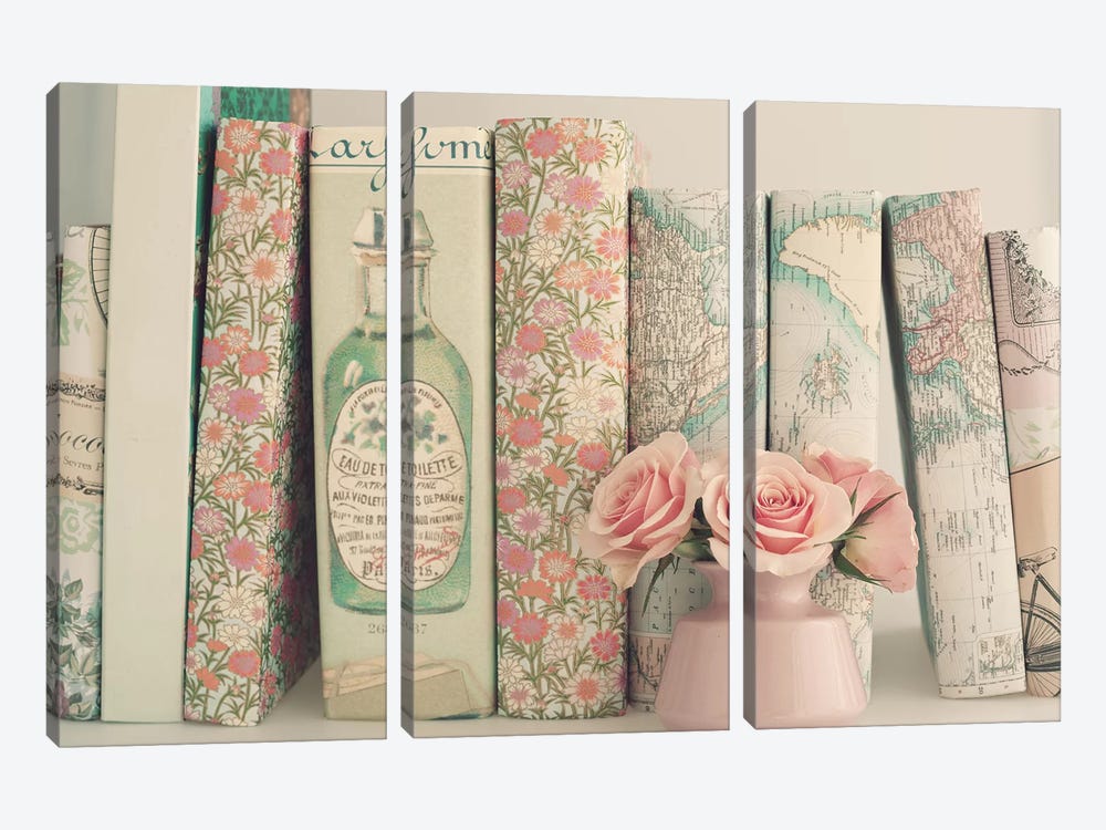 Floral Books by Caroline Mint 3-piece Canvas Print