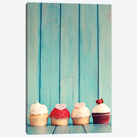 Four Cupcakes Canvas Print #CMN57} by Caroline Mint Canvas Art