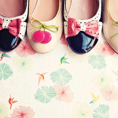 Happy Shoes by Caroline Mint framed canvas print