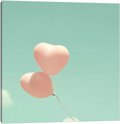 Heart Balloons In The Sky Canvas Art Print - Caroline Mint