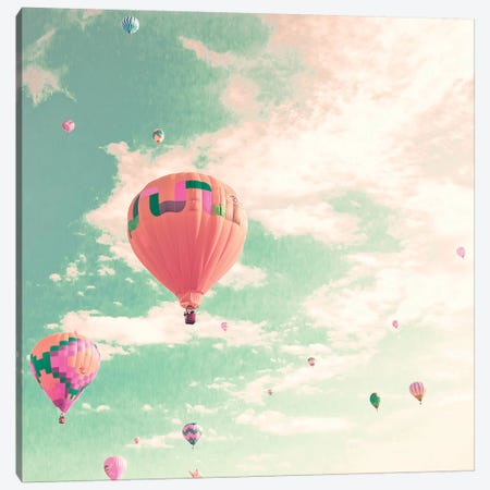 Hot Air Balloons Over Mint Sky Canvas Print #CMN71} by Caroline Mint Art Print