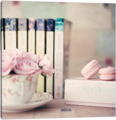 Macaroons And Readings Canvas Art Print - Book Art